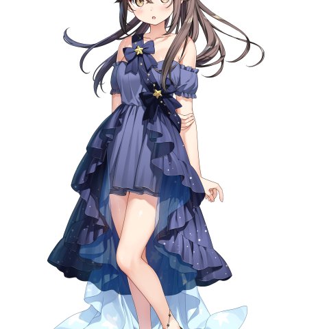 Kantoku Otonari in a blue dress